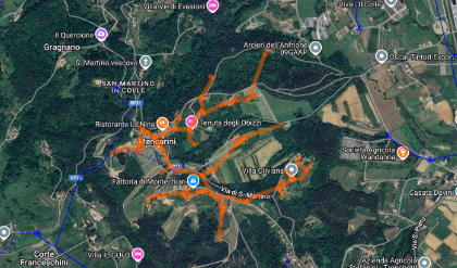 Interruzione luce - Planimetria con strade interessate - Mercoledì 5 febbraio 2025