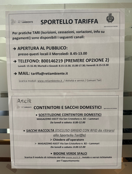 Nuova Collocazione Sportelli ASCIT